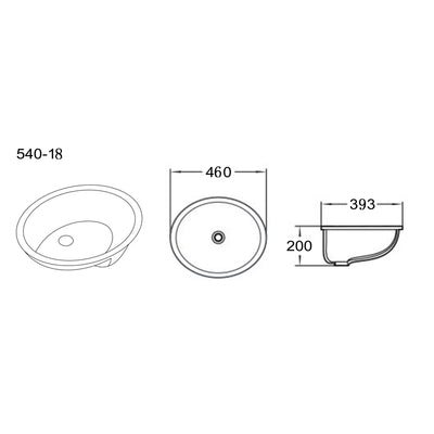 LUKKA ELIPPS UNDER COUNTER BASIN GLOSS WHITE 460MM