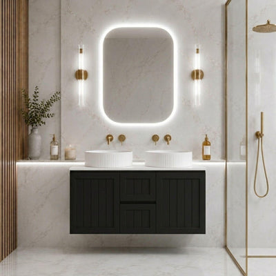 LUKKA ARCHILL FEDERATION MATTE BLACK 1200MM DOUBLE BOWL WALL HUNG VANITY