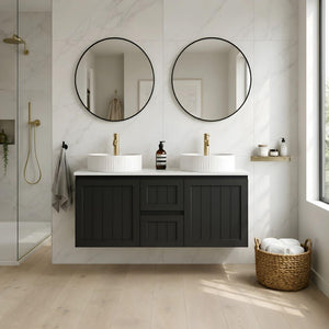 LUKKA ARCHILL FEDERATION MATTE BLACK 1200MM DOUBLE BOWL WALL HUNG VANITY