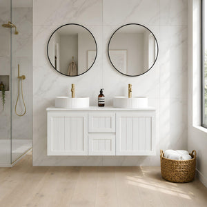LUKKA ARCHILL FEDERATION MATTE WHITE 1200MM DOUBLE BOWL WALL HUNG VANITY