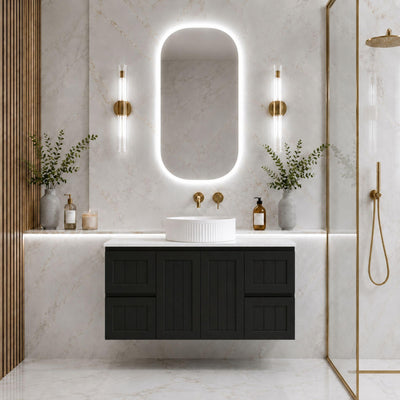 LUKKA ARCHILL FEDERATION MATTE BLACK 1200MM SINGLE BOWL WALL HUNG VANITY