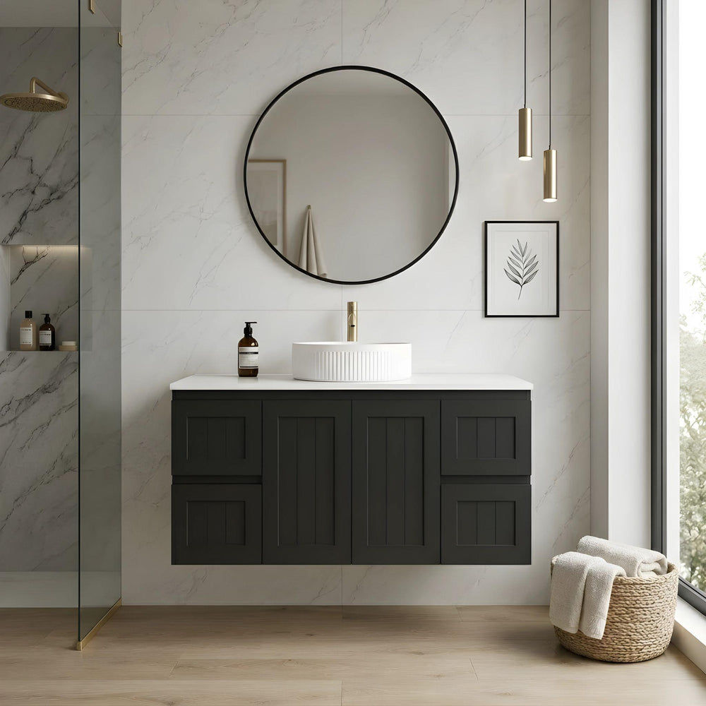 LUKKA ARCHILL FEDERATION MATTE BLACK 1200MM SINGLE BOWL WALL HUNG VANITY