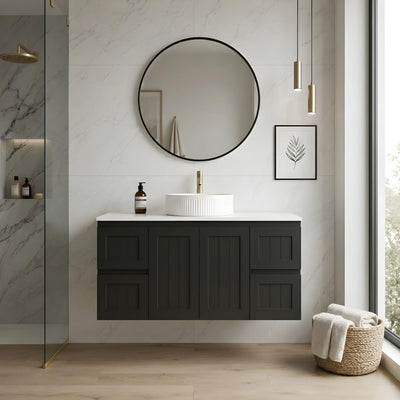 LUKKA ARCHILL FEDERATION MATTE BLACK 1200MM SINGLE BOWL WALL HUNG VANITY