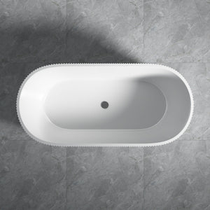 LUKKA AGENA FLUTED FREESTANDING BATHTUB OVERFLOW GLOSS WHITE (AVAILABLE IN 1500MM AND 1700MM)