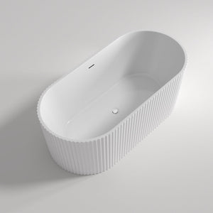 LUKKA AGENA FLUTED FREESTANDING BATHTUB OVERFLOW MATTE WHITE (AVAILABLE IN 1500MM AND 1700MM)