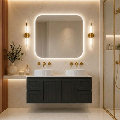 LUKKA ARCHILL FEDERATION MATTE BLACK 1500MM DOUBLE BOWL WALL HUNG VANITY