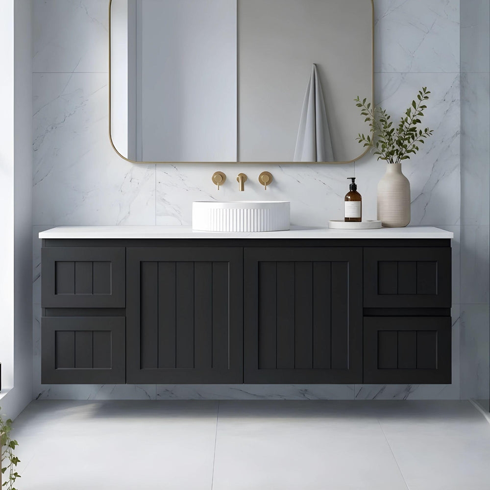 LUKKA ARCHILL FEDERATION MATTE BLACK 1500MM SINGLE BOWL WALL HUNG VANITY