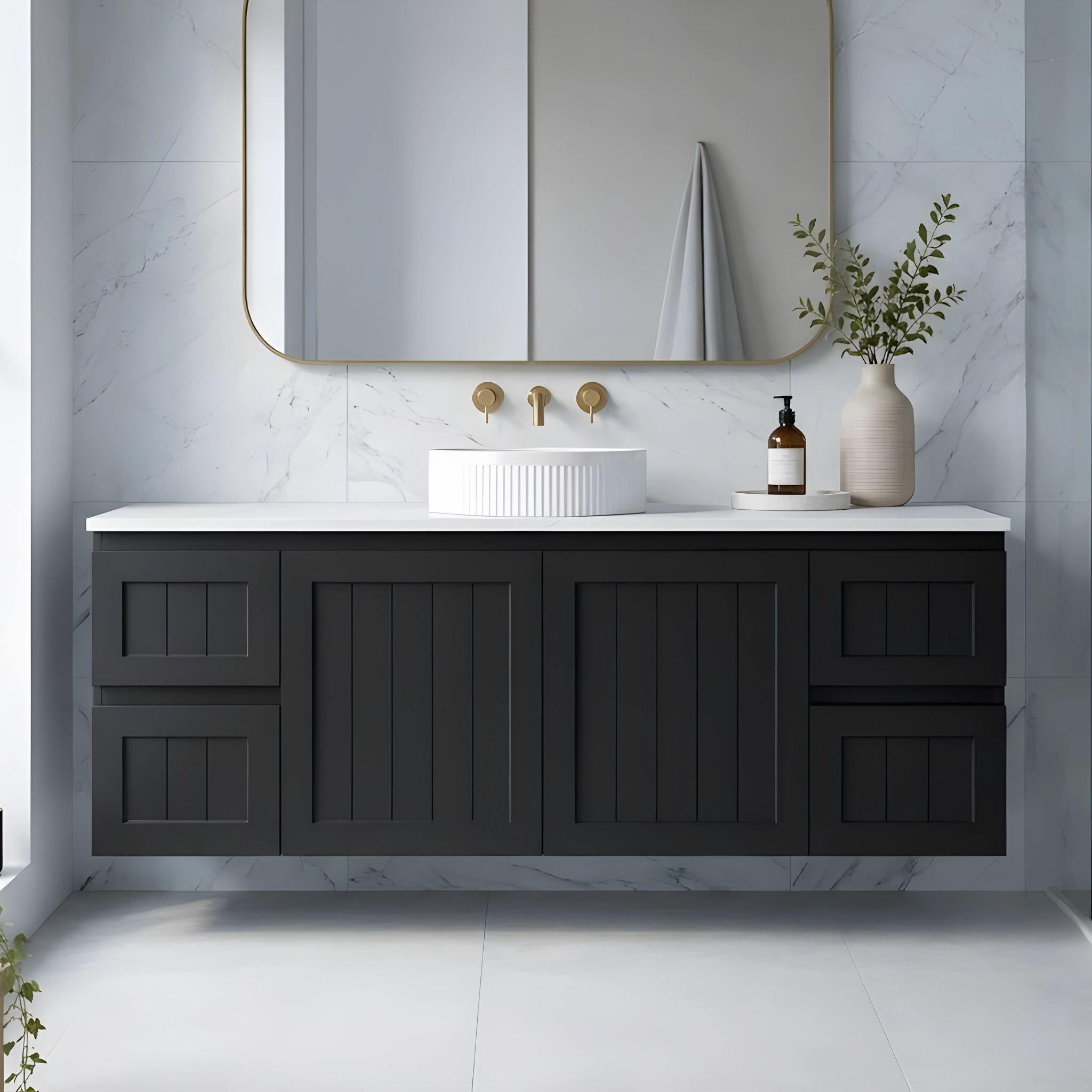 LUKKA ARCHILL FEDERATION MATTE BLACK 1500MM SINGLE BOWL WALL HUNG VANITY
