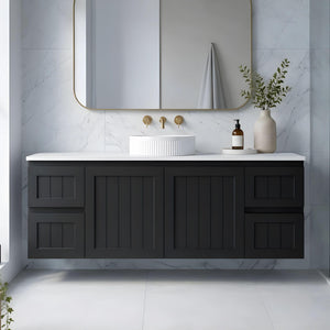 LUKKA ARCHILL FEDERATION MATTE BLACK 1500MM SINGLE BOWL WALL HUNG VANITY