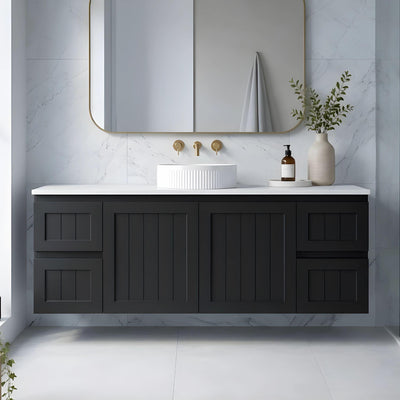 LUKKA ARCHILL FEDERATION MATTE BLACK 1500MM SINGLE BOWL WALL HUNG VANITY