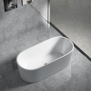 LUKKA AGENA FLUTED FREESTANDING BATHTUB GLOSS WHITE (AVAILABLE IN 1500MM AND 1700MM)