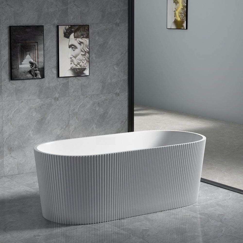 LUKKA AGENA FLUTED FREESTANDING BATHTUB GLOSS WHITE (AVAILABLE IN 1500MM AND 1700MM)