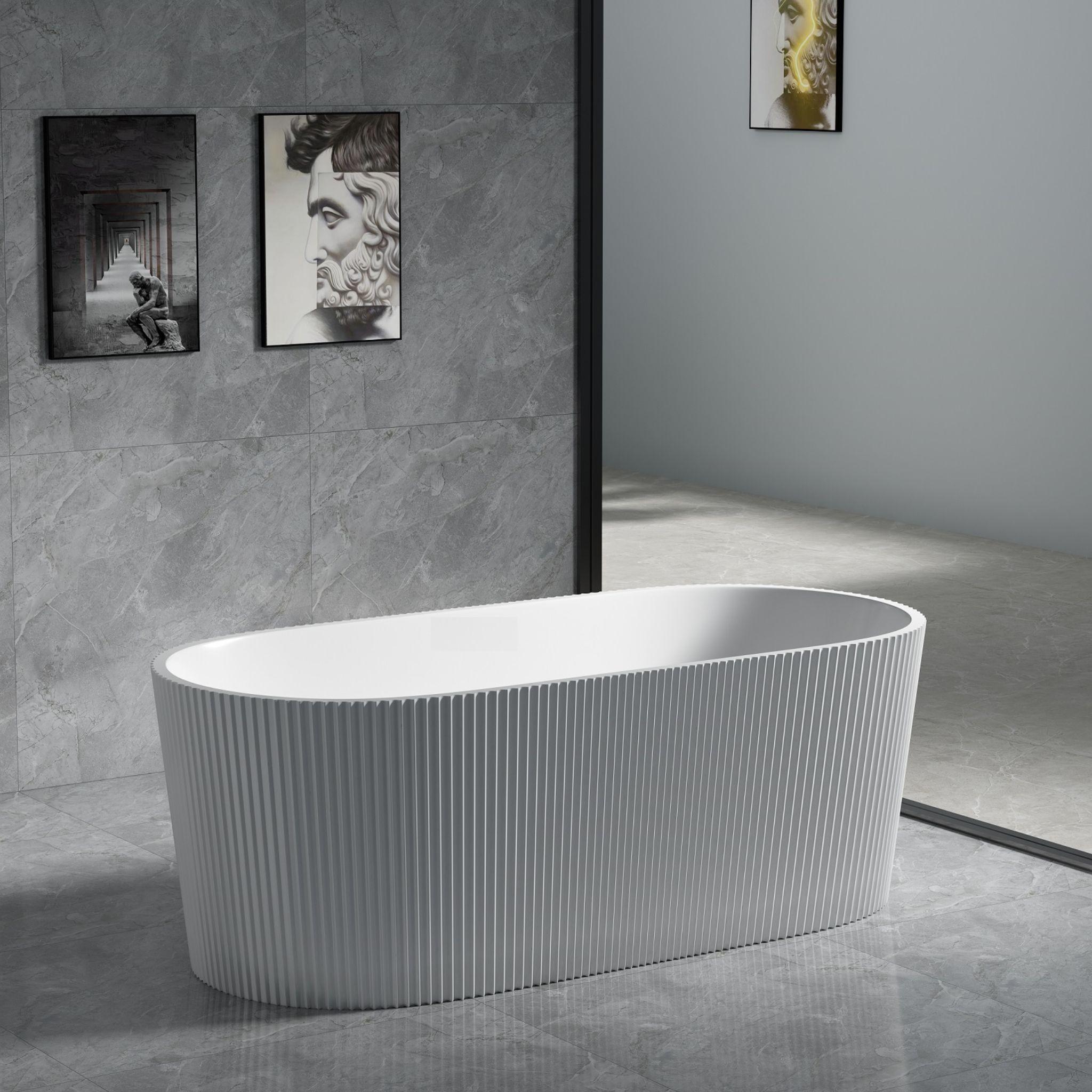 LUKKA AGENA FLUTED FREESTANDING BATHTUB GLOSS WHITE (AVAILABLE IN 1500MM AND 1700MM)