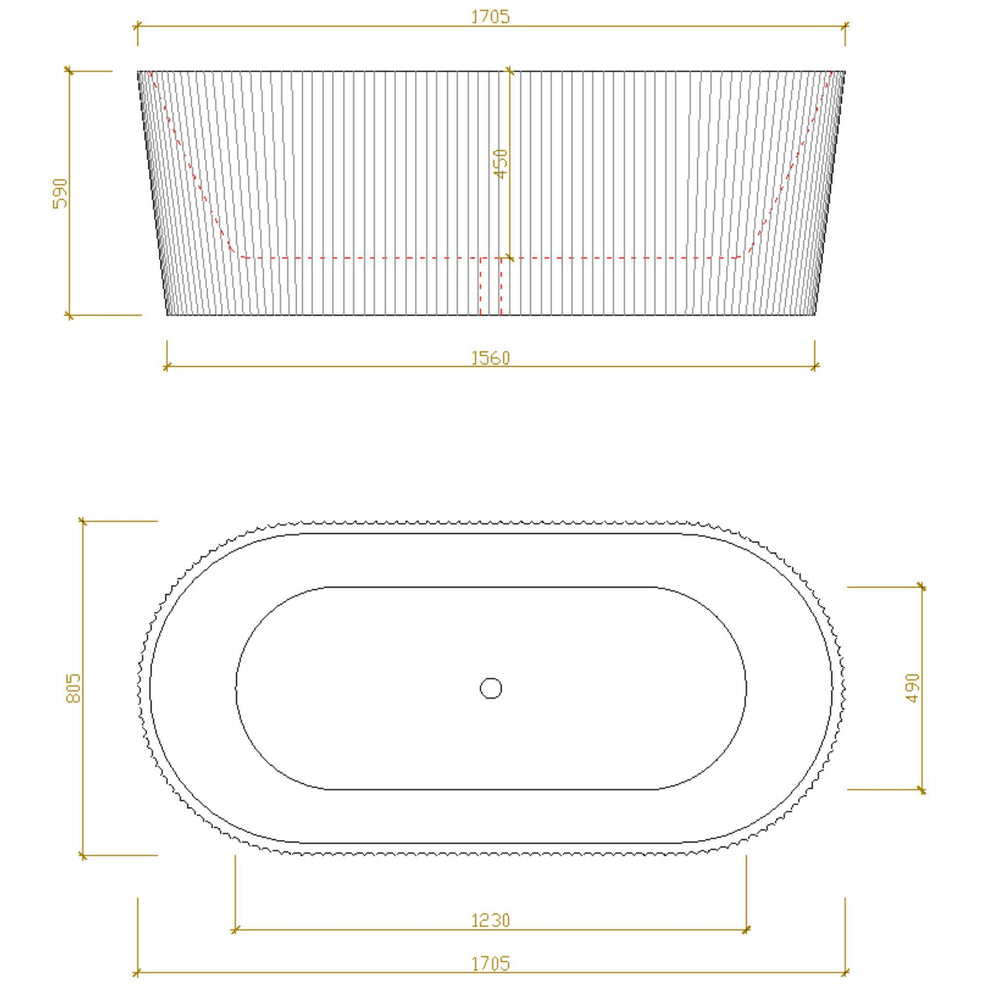 LUKKA AGENA FLUTED FREESTANDING BATHTUB OVERFLOW MATTE WHITE (AVAILABLE IN 1500MM AND 1700MM)