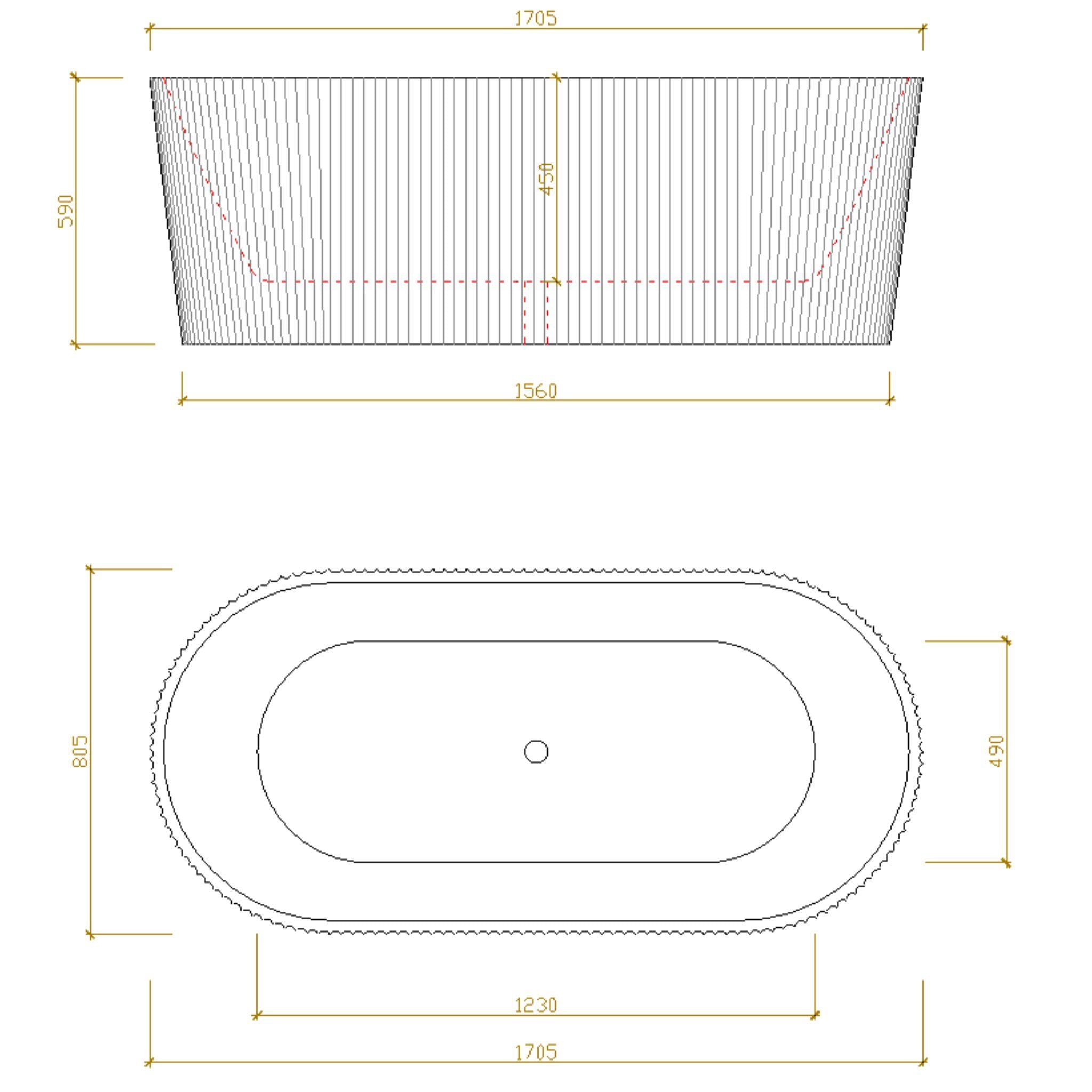 LUKKA AGENA FLUTED FREESTANDING BATHTUB OVERFLOW MATTE WHITE (AVAILABLE IN 1500MM AND 1700MM)