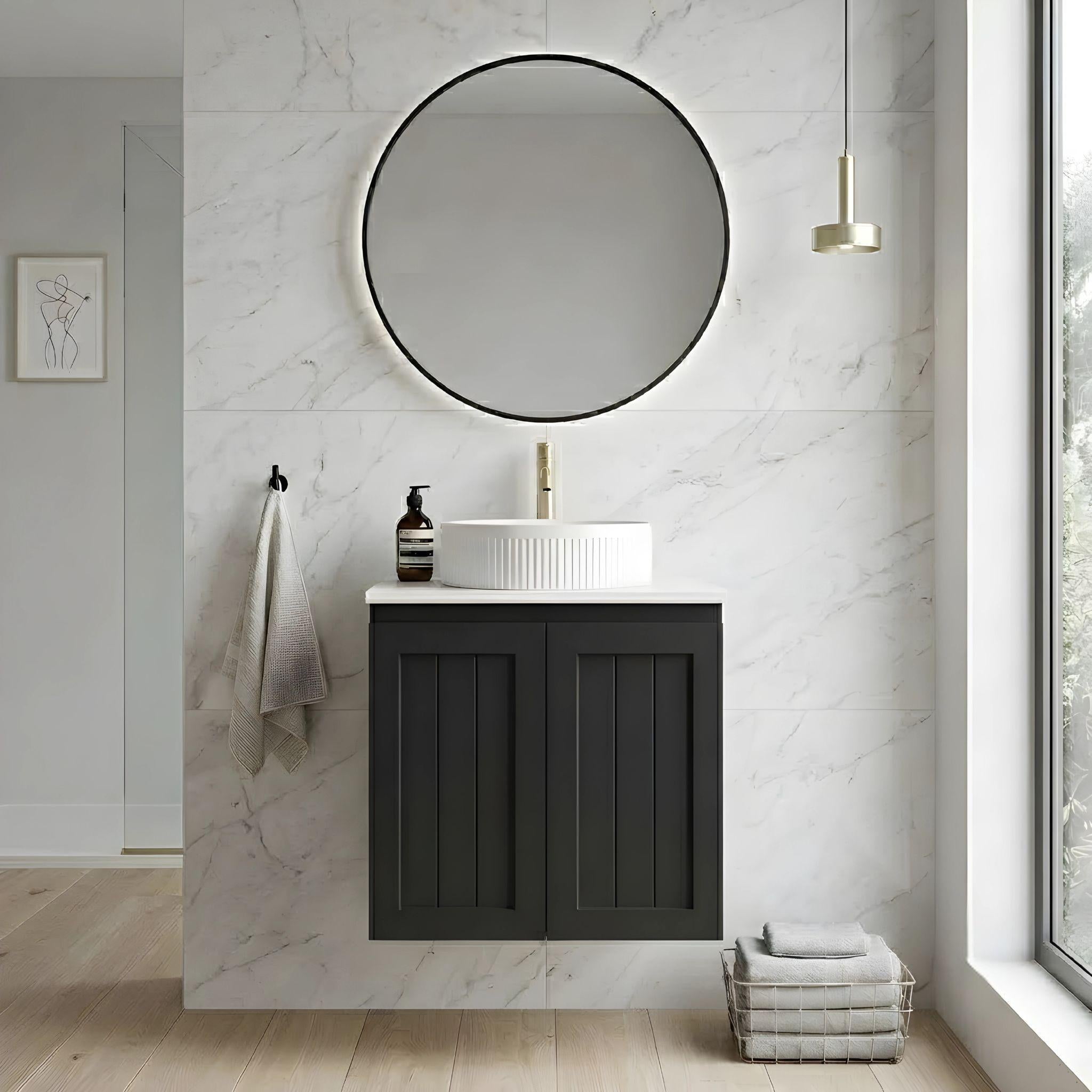 LUKKA ARCHILL FEDERATION MATTE BLACK 600MM SINGLE BOWL WALL HUNG VANITY