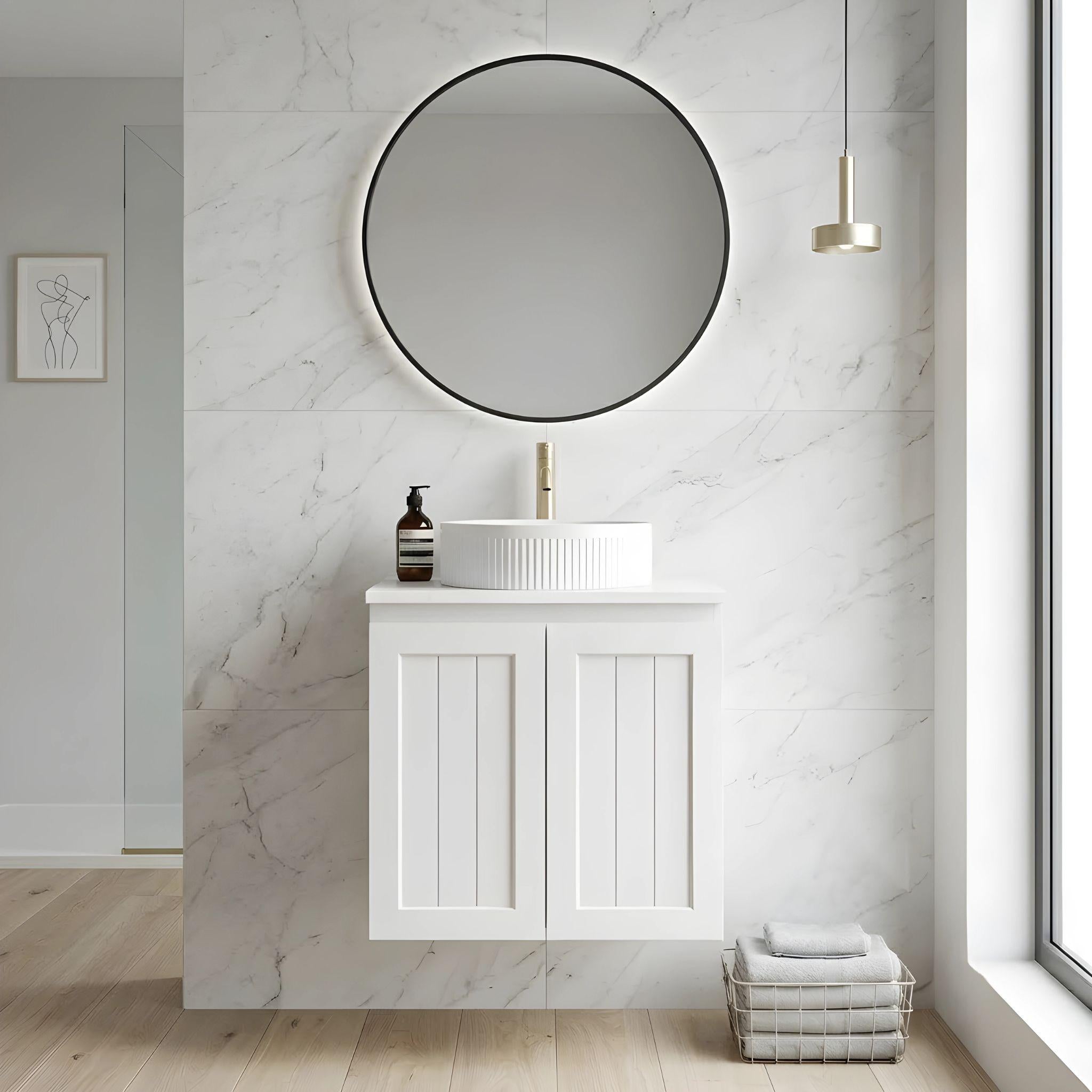 LUKKA ARCHILL FEDERATION MATTE WHITE 600MM SINGLE BOWL WALL HUNG VANITY