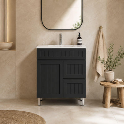 LUKKA ARCHILL FEDERATION BLACK 750MM SINGLE BOWL FLOOR STANDING VANITY (AVAILABLE IN LEFT AND RIGHT HAND DRAWER)