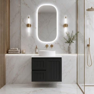 LUKKA ARCHILL FEDERATION BLACK 750MM SINGLE BOWL WALL HUNG VANITY (AVAILABLE IN LEFT AND RIGHT HAND DRAWER)