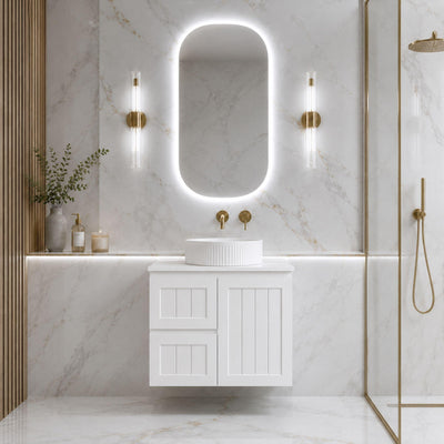 LUKKA ARCHILL FEDERATION WHITE 750MM SINGLE BOWL WALL HUNG VANITY (AVAILABLE IN LEFT AND RIGHT HAND DRAWER)