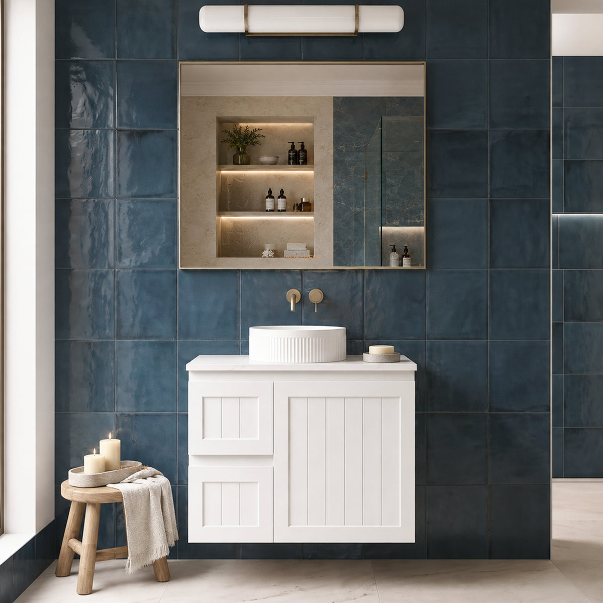 LUKKA ARCHILL FEDERATION MATTE WHITE 750MM SINGLE BOWL WALL HUNG VANITY (AVAILABLE IN LEFT AND RIGHT HAND DRAWER)