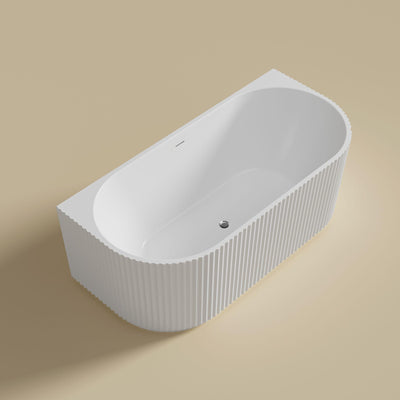 LUKKA BINGIE FLUTED SKIRT BACK TO WALL BATHTUB OVERFLOW GLOSS WHITE (AVAILABLE IN 1500MM AND 1700MM)