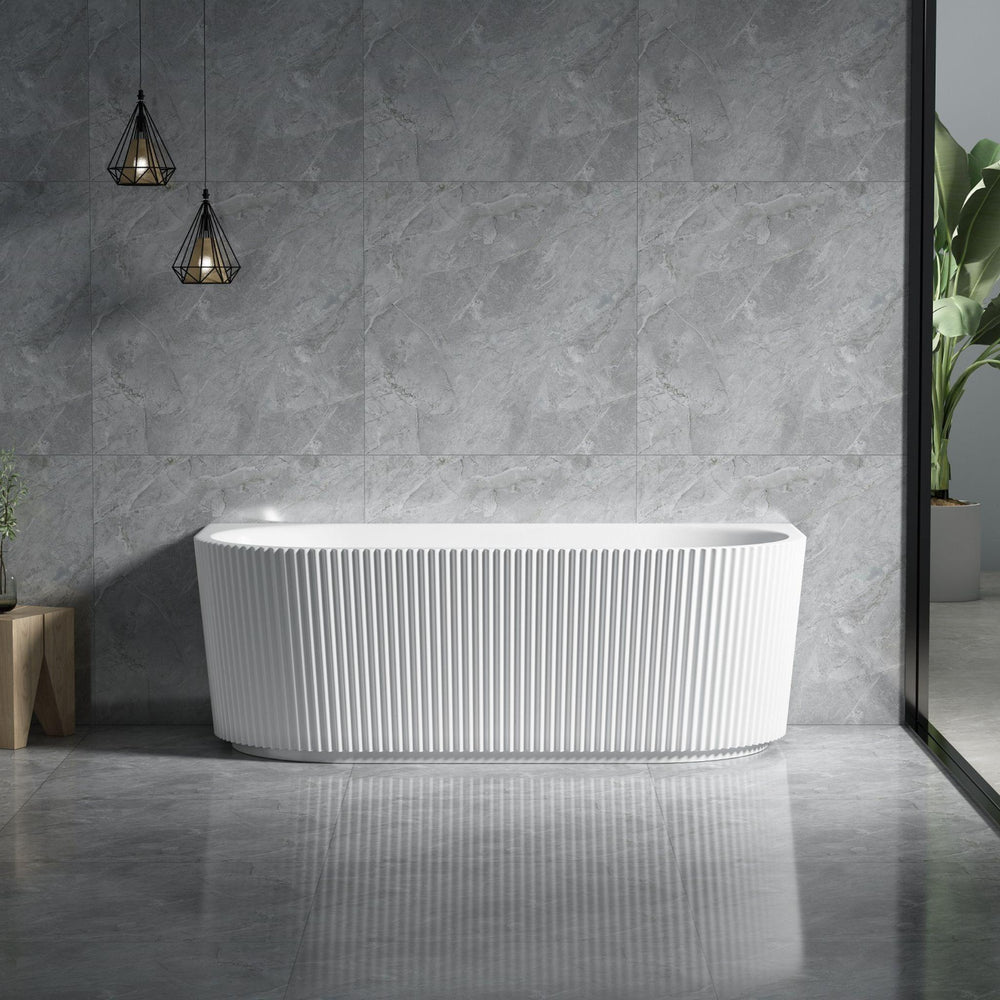 LUKKA BINGIE FLUTED SKIRT BACK TO WALL BATHTUB GLOSS WHITE (AVAILABLE IN 1500MM AND 1700MM)