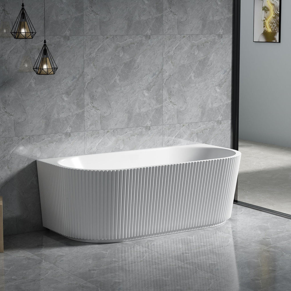 LUKKA BINGIE FLUTED SKIRT BACK TO WALL BATHTUB GLOSS WHITE (AVAILABLE IN 1500MM AND 1700MM)