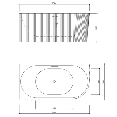 LUKKA BINGE FLUTED FREESTANDING LEFT CORNER BATHTUB MATTE WHITE (AVAILABLE IN 1500MM AND 1700MM)