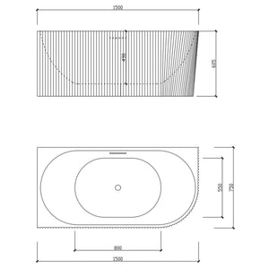 LUKKA BINGE FLUTED FREESTANDING LEFT CORNER BATHTUB OVERFLOW MATTE WHITE (AVAILABLE IN 1500MM AND 1700MM)