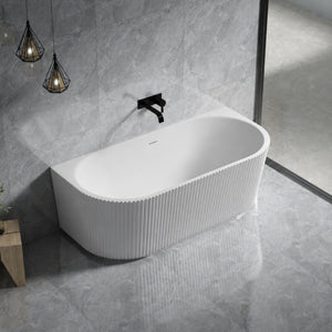 LUKKA BINGIE FLUTED SKIRT BACK TO WALL BATHTUB OVERFLOW MATTE WHITE (AVAILABLE IN 1500MM AND 1700MM)