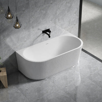 LUKKA BINGIE FLUTED SKIRT BACK TO WALL BATHTUB OVERFLOW MATTE WHITE (AVAILABLE IN 1500MM AND 1700MM)
