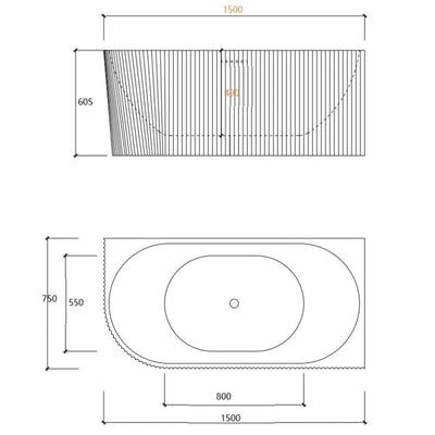 LUKKA BINGE FLUTED FREESTANDING RIGHT CORNER BATHTUB MATTE WHITE (AVAILABLE IN 1500MM AND 1700MM)