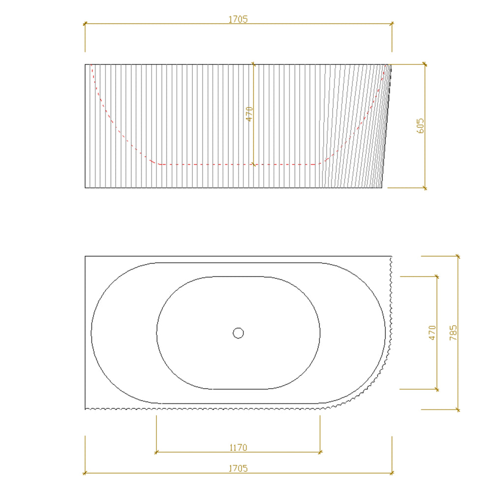 LUKKA BINGE FLUTED FREESTANDING LEFT CORNER BATHTUB GLOSS WHITE (AVAILABLE IN 1500MM AND 1700MM)
