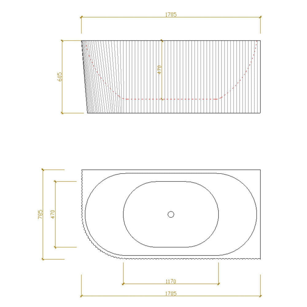 LUKKA BINGE FLUTED FREESTANDING RIGHT CORNER BATHTUB GLOSS WHITE (AVAILABLE IN 1500MM AND 1700MM)