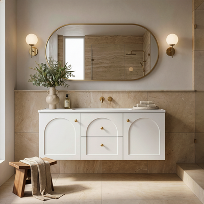 LUKKA CHESTER FEDERATION MATTE WHITE 1200MM SINGLE BOWL WALL HUNG VANITY