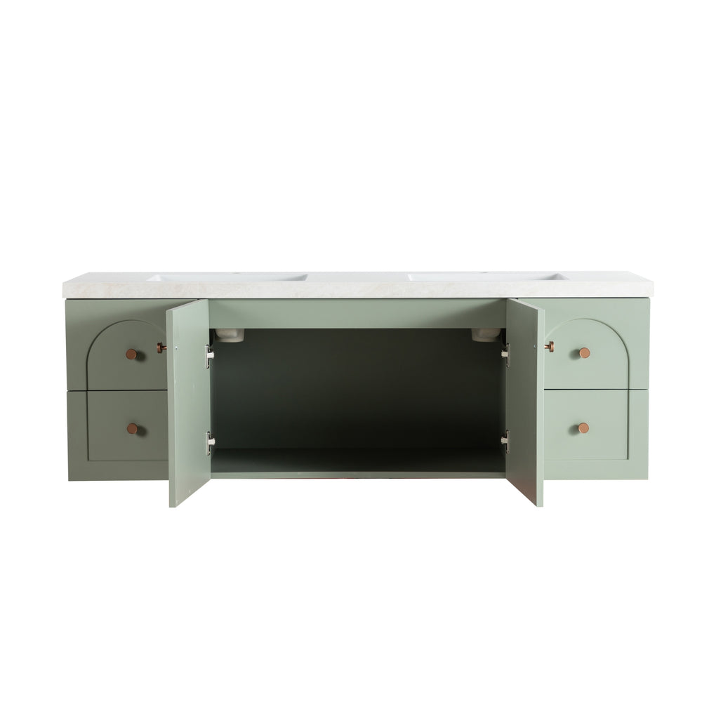 LUKKA CHESTER FEDERATION OLIVE GREEN 1500MM DOUBLE BOWL WALL HUNG VANITY