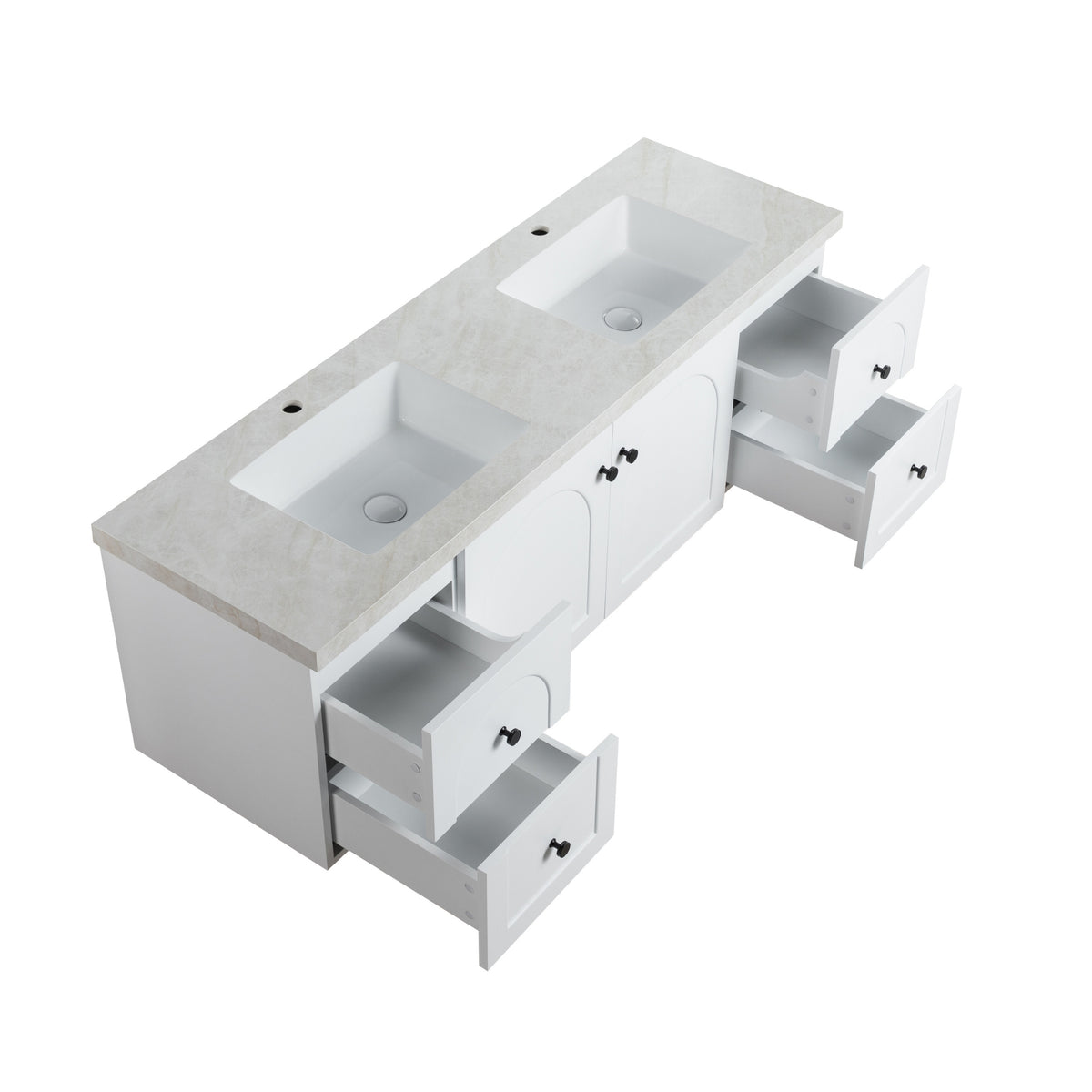 LUKKA CHESTER FEDERATION MATTE WHITE 1500MM DOUBLE BOWL WALL HUNG VANITY