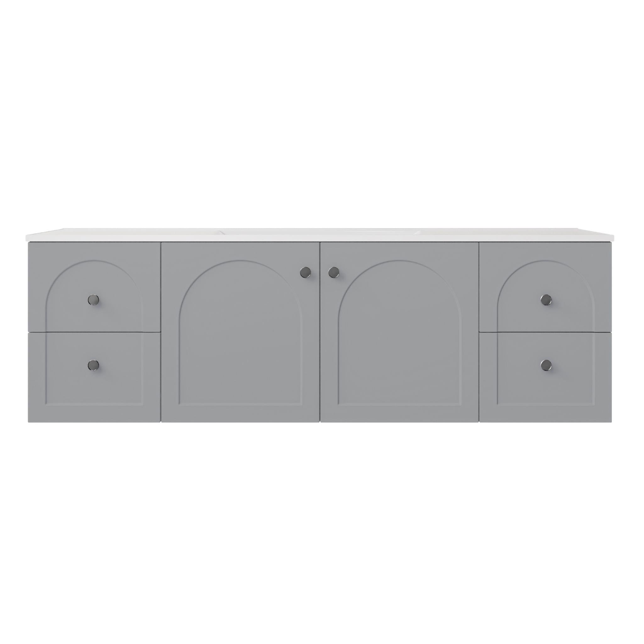 LUKKA CHESTER FEDERATION MATTE GREY 1500MM DOUBLE BOWL WALL HUNG VANITY