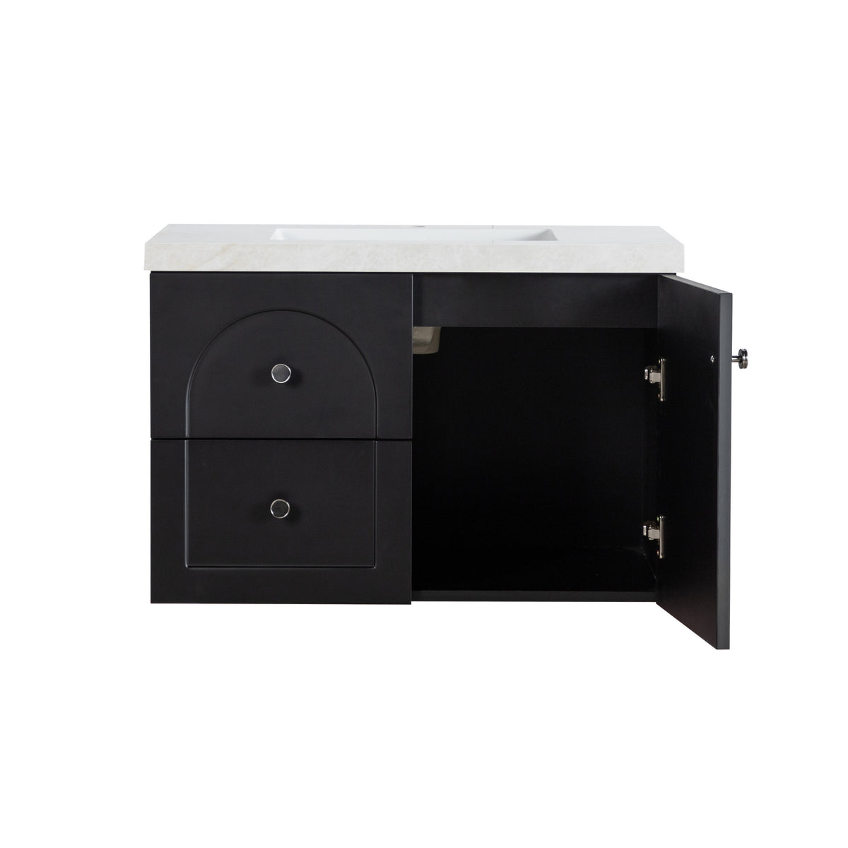 LUKKA CHESTER FEDERATION MATTE BLACK 750MM SINGLE BOWL WALL HUNG VANITY (AVAILABLE IN LEFT HAND DRAWER AND RIGHT HAND DRAWER)