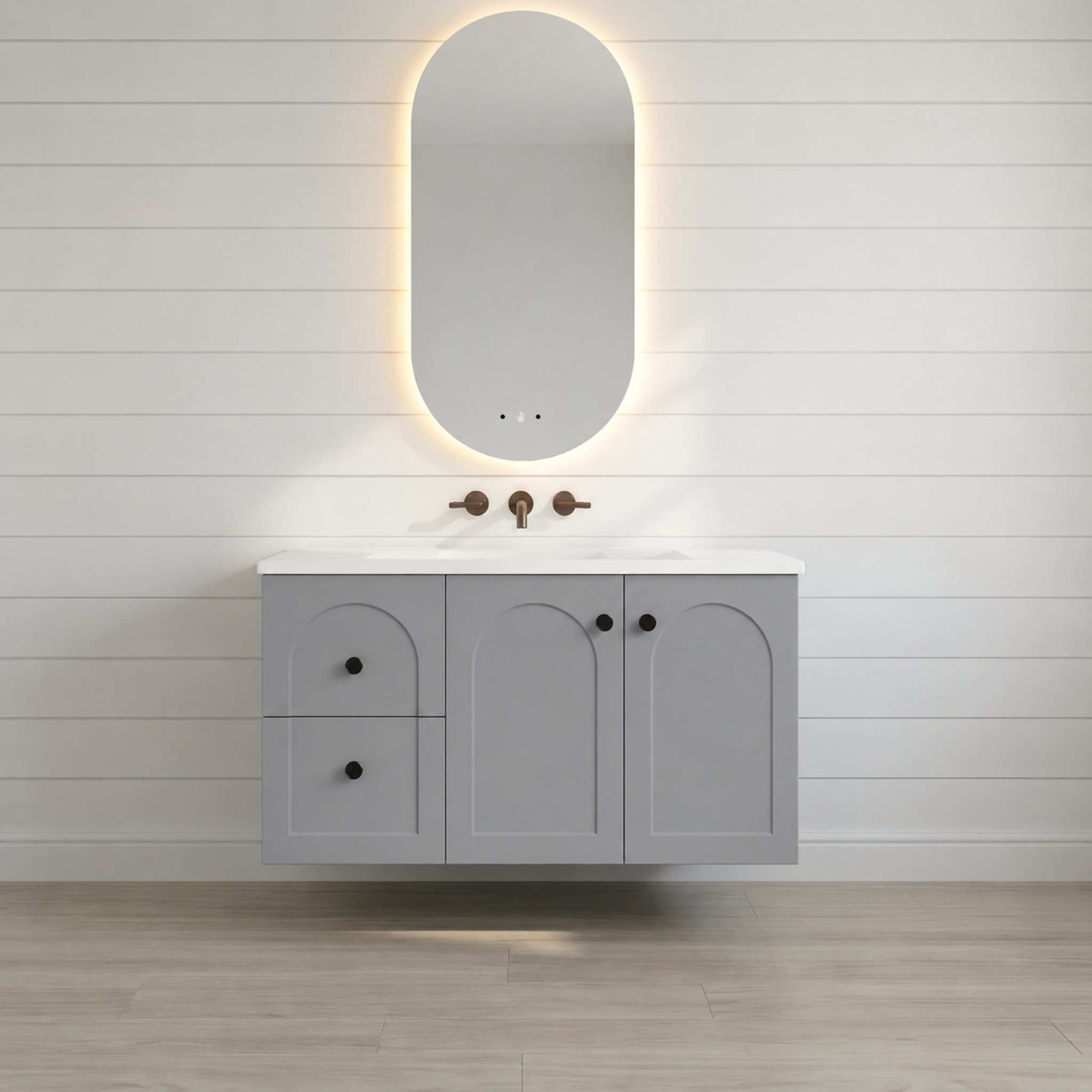 LUKKA CHESTER FEDERATION MATTE GREY 900MM SINGLE BOWL WALL HUNG VANITY (AVAILABLE IN LEFT HAND DRAWER AND RIGHT HAND DRAWER)