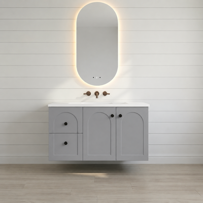 LUKKA CHESTER FEDERATION MATTE GREY 900MM SINGLE BOWL WALL HUNG VANITY (AVAILABLE IN LEFT HAND DRAWER AND RIGHT HAND DRAWER)