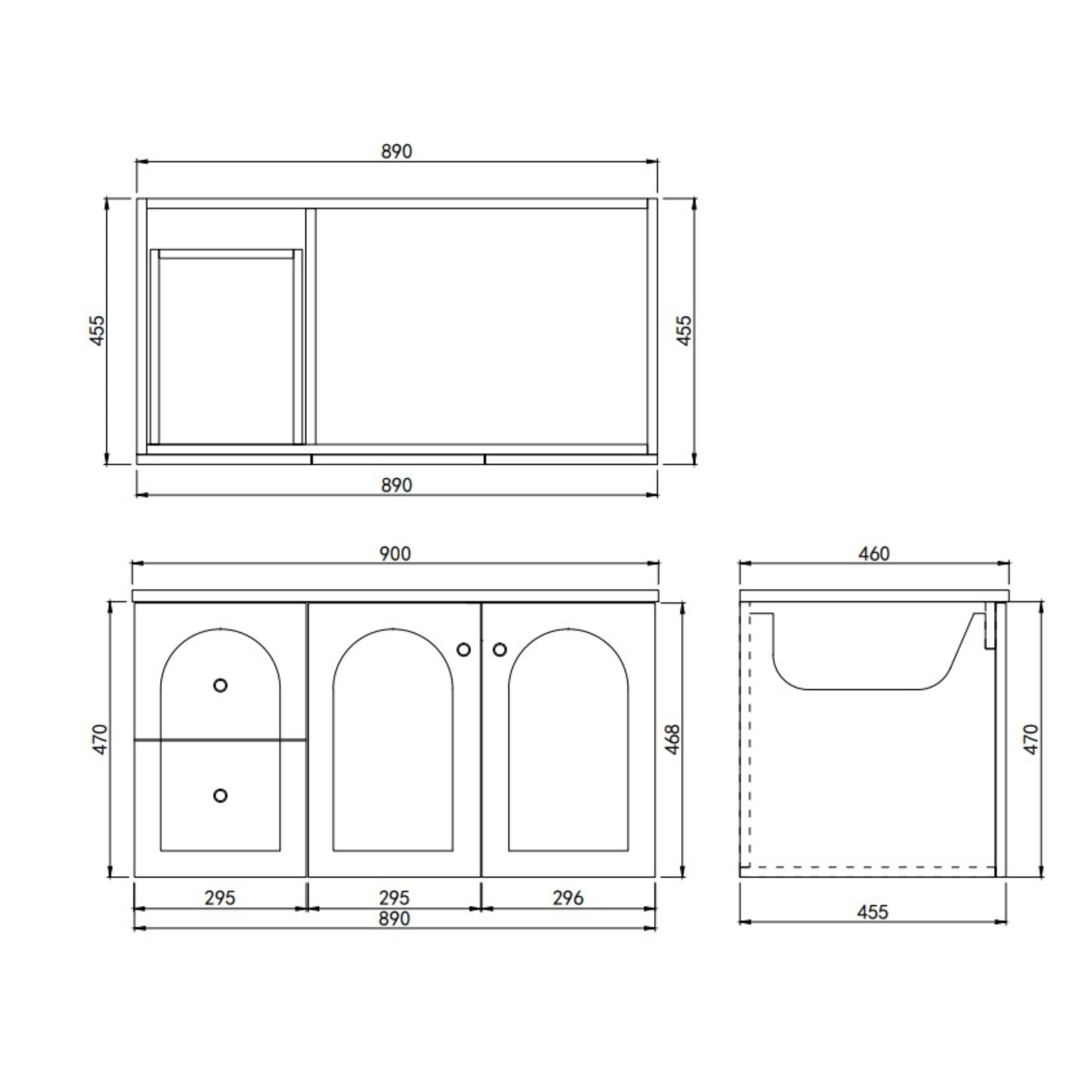 LUKKA CHESTER FEDERATION MATTE GREY 900MM SINGLE BOWL WALL HUNG VANITY (AVAILABLE IN LEFT HAND DRAWER AND RIGHT HAND DRAWER)