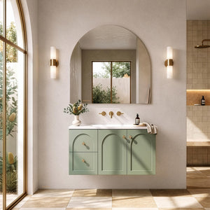 LUKKA CHESTER FEDERATION OLIVE GREEN 900MM SINGLE BOWL WALL HUNG VANITY (AVAILABLE IN LEFT HAND DRAWER AND RIGHT HAND DRAWER)