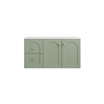LUKKA CHESTER FEDERATION OLIVE GREEN 900MM SINGLE BOWL WALL HUNG VANITY (AVAILABLE IN LEFT HAND DRAWER AND RIGHT HAND DRAWER)