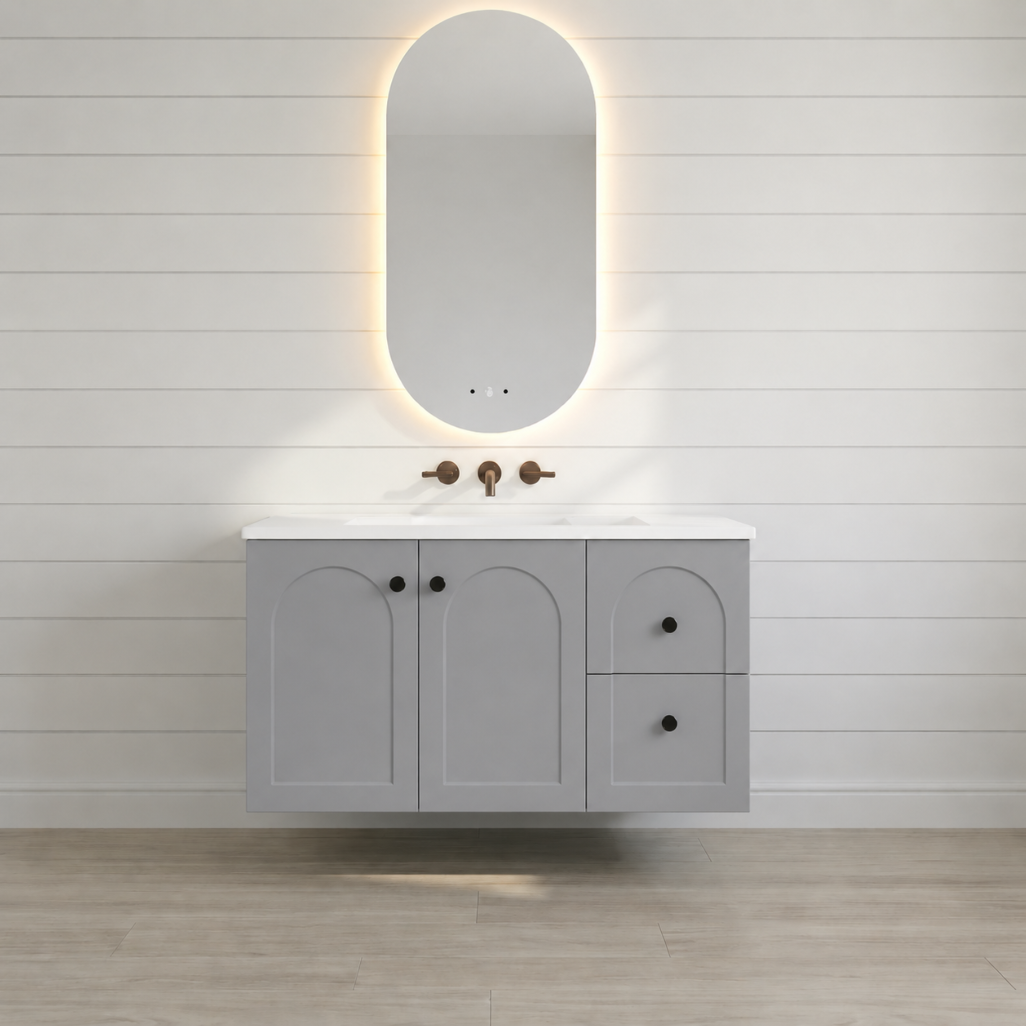 LUKKA CHESTER FEDERATION MATTE GREY 900MM SINGLE BOWL WALL HUNG VANITY (AVAILABLE IN LEFT HAND DRAWER AND RIGHT HAND DRAWER)