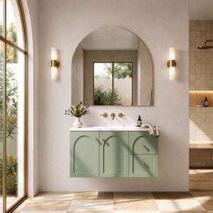 LUKKA CHESTER FEDERATION OLIVE GREEN 900MM SINGLE BOWL WALL HUNG VANITY (AVAILABLE IN LEFT HAND DRAWER AND RIGHT HAND DRAWER)
