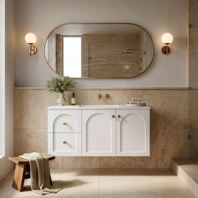 LUKKA CHESTER FEDERATION MATTE WHITE 900MM SINGLE BOWL WALL HUNG VANITY (AVAILABLE IN LEFT HAND DRAWER AND RIGHT HAND DRAWER)