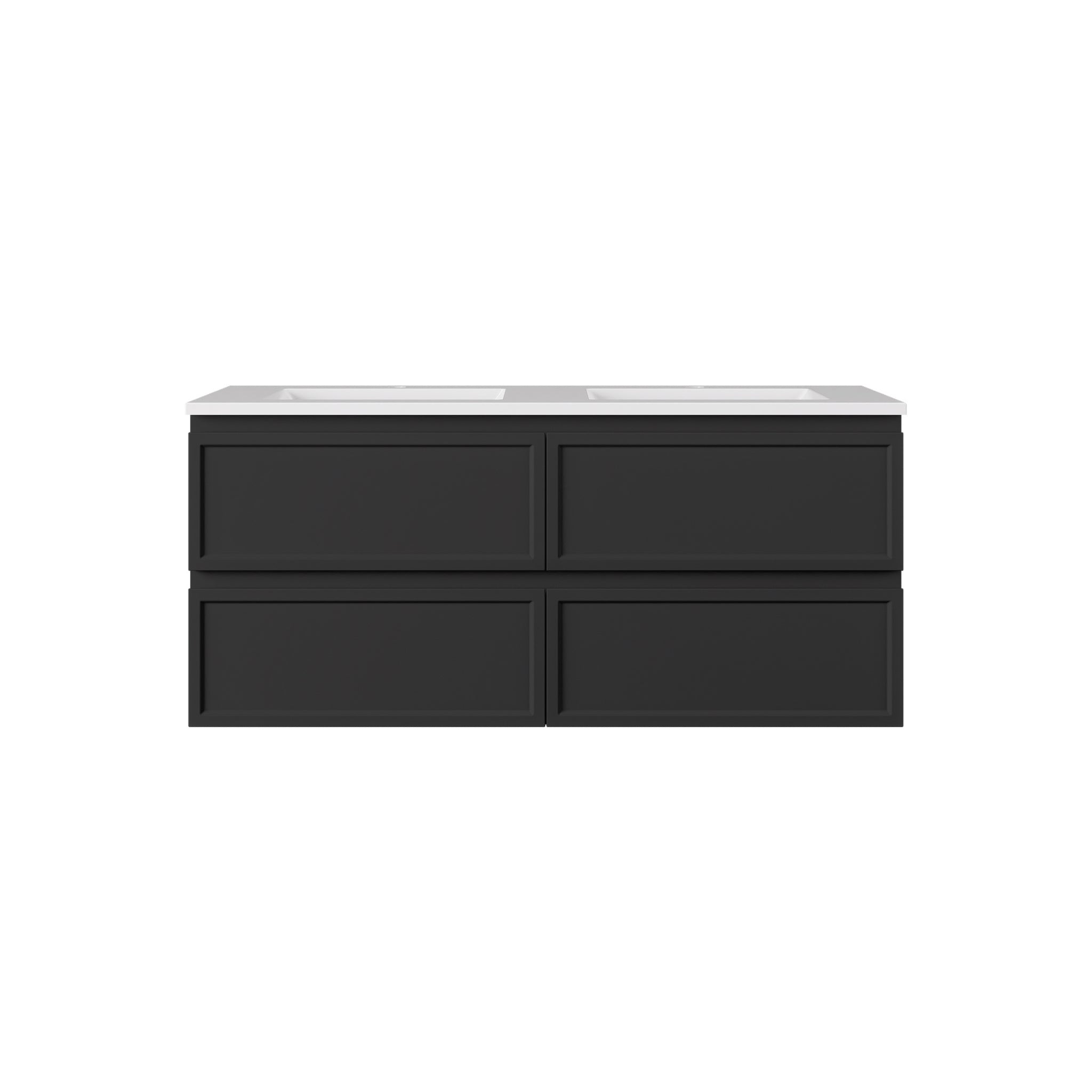 LUKKA HAMILTON MATTE BLACK 1200MM DOUBLE BOWL WALL HUNG VANITY