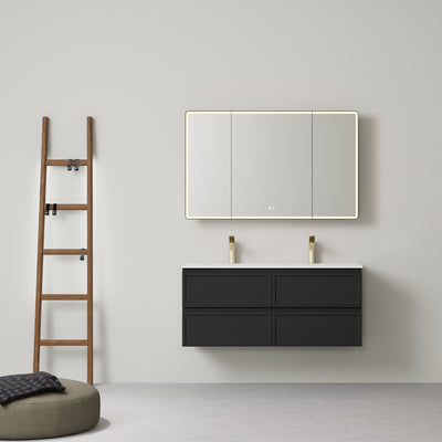 LUKKA HAMILTON MATTE BLACK 1200MM DOUBLE BOWL WALL HUNG VANITY